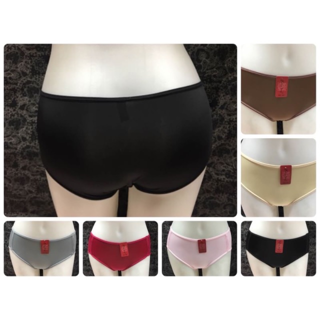 กางเกงใน ยี่ห้อ No’s bra รุ่น 061 ขนาด freesize ยืดสุด 34 นิ้ว ผ้าลื่น เอวต่ำ เต็มก้น ผ้าวาโก้ 3 ตัว