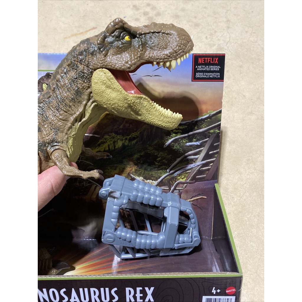 ของเล่นฟิกเกอร์ Jurassic World Tyrannosaurus T-Rex Dino Escape Stomp N Escape