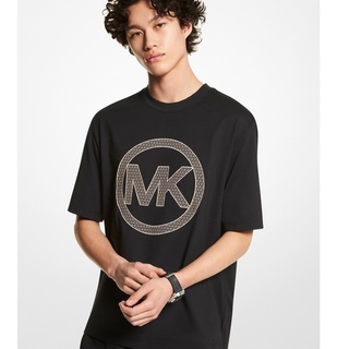 เสื้อยืดแขนสั้น คอกลม พิมพ์ลายตัวอักษร Michael Kors ขนาดใหญ่ อเนกประสงค์ สําหรับผู้ชาย