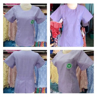 เสื้อกาวน์ คอกลม สีม่วง พร้อมส่ง