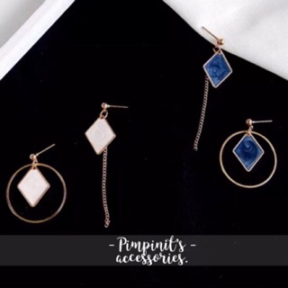 📬 พร้อมส่ง : ต่างหูระย้าวินเทจลายหินอ่อนสไตล์เกาหลี | Korea Style Marble Vintage Drop Earrings.