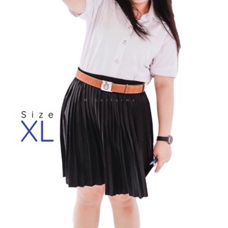 กระโปรงพลีทมีกระเป๋า ไซส์XL (เอว30-42) ยาว18"-36" กระโปรงนักศึกษา สีดำ