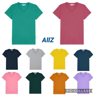 AllZ เสื้อยืดคอวีผู้หญิง คอตตอน 100% มีถึง 2XL