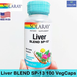 อาหารเสริม รวมสมุนไพร 6 ชนิด บำรุงตับช่วยล้างพิษ Liver Blend SP-13 100 VegCaps - Solaray