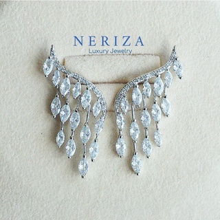 Neriza Jewelry/ต่างหูเพชรสังเคราะห์ประกายไฟเทียบเท่าเพชรแท้ จัดส่งฟรี NE079