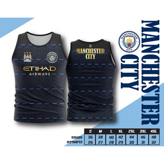 เสื้อบอลพิมพ์ลาย สโมสรฟุตบอล แมนซิตี้ แขนกุด สีดำ MANCITY