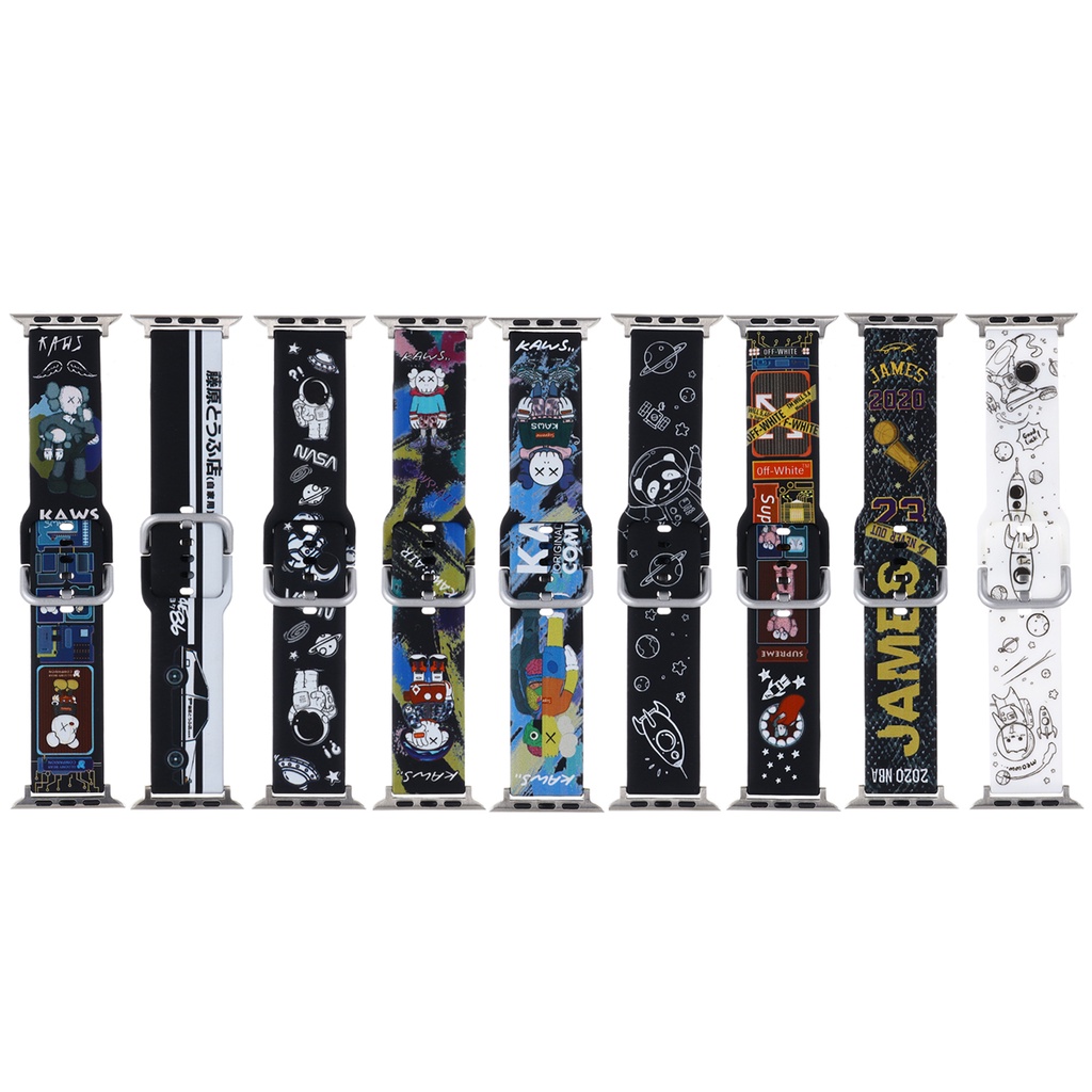 สายนาฬิกาข้อมือ ซิลิโคนนิ่ม ลายการ์ตูนน่ารัก สําหรับ Apple Watch iwatch 38 มม. 40 มม. 42 มม. 44 มม. 41 มม. 45 มม. Series 7 6 5 4 3 2 1 SE