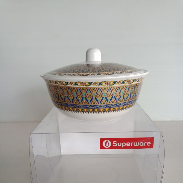 ซุปเปอร์แวร์ชามพร้อมฝา6.75นิ้วลายเบญจเรืองรองราคา335บาทลดเหลือ299บาท