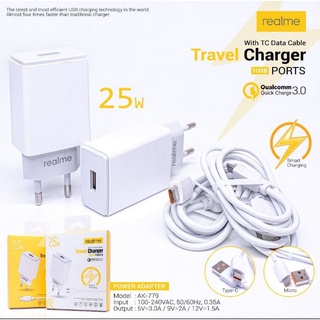 Tc ที่ชาร์จ REALME 25W ของแท้ AK-778 MICRO USB &amp; Type C แพ็คนําเข้า รองรับการชาร์จอย่างรวดเร็ว