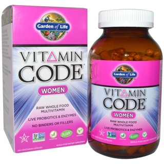 🔥Pre order 🔥สินค้าอเมริกา🇺🇸Garden of Life Vitamin Code, Women, Raw Whole Food Multivitamin, 240 Veggie Caps