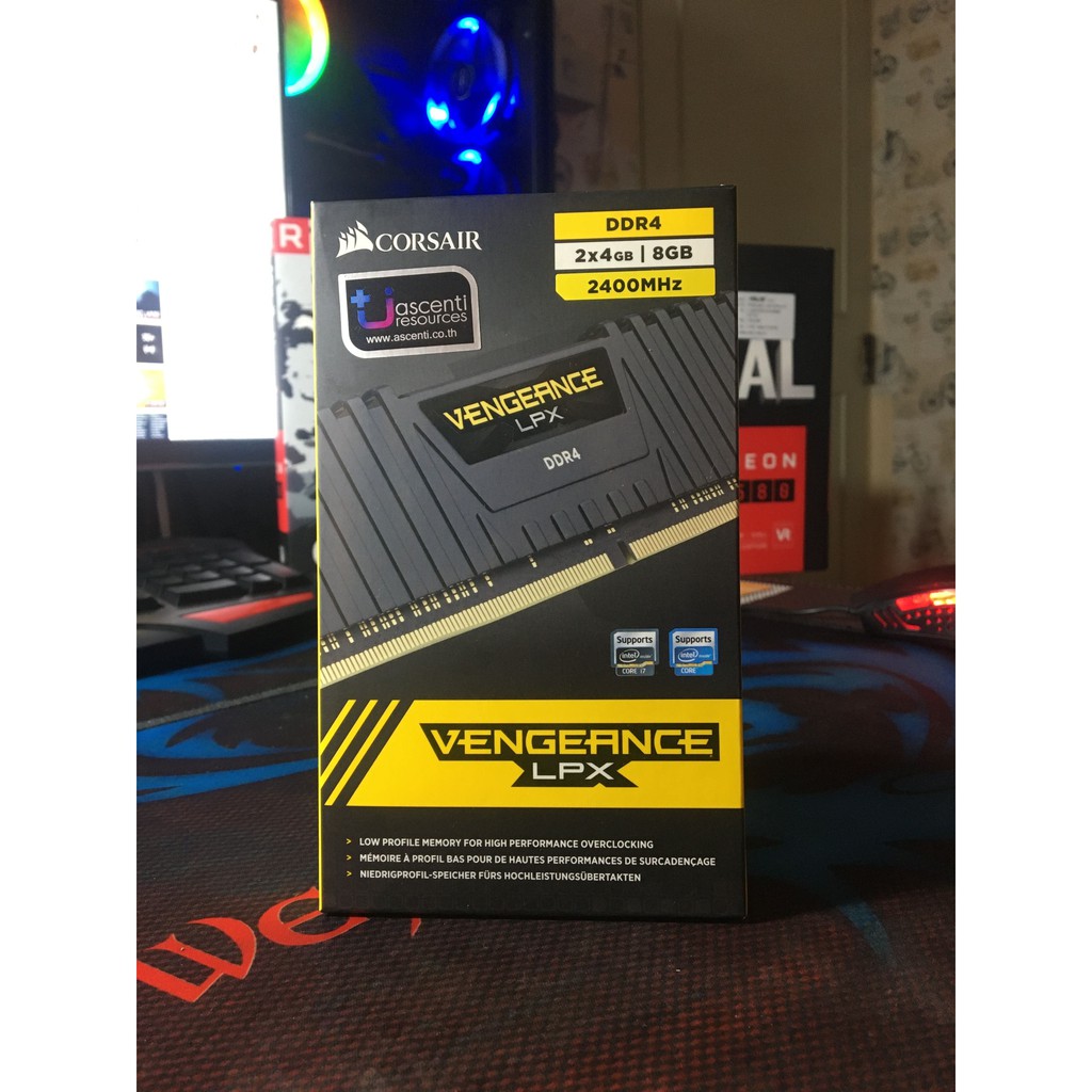 8GB (4GBx2) DDR4/2400 RAM PC (แรมพีซี) CORSAIR VENGEANCE LPX (BLACK)