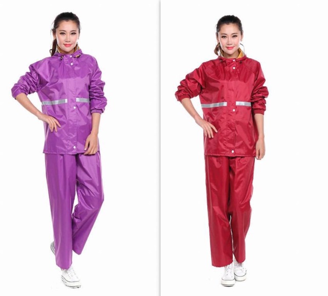New Alitech ชุดกันฝน เสื้อกันฝน สีกรมท่า มีแถบสะท้อนแสง รุ่น หมวกติดเสื้อ Waterproof Rain Suit