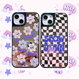 Casetify Huyen Dinh Cartoon Flower Plating Makeup Mirror เคสโทรศัพท์มือถือชุบการ์ตูนดอกไม้สําหรับ For iPhone 7 8 Plus X XS XR 11 12 13 Pro Max