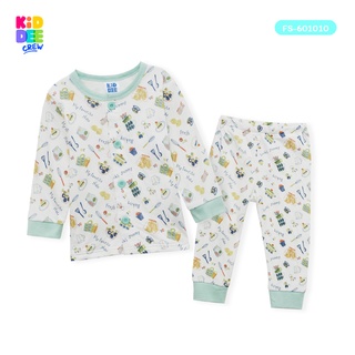 KiddeeCrew  ชุดนอนครีมเขียวลายคัพเค็ก Green cream pajamas with cupcake pattern เหมาะสำหรับอายุ 1-12 ปี