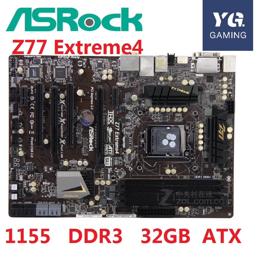 ASRock Z77 Extreme4 Desktop Board Z77 เมนบอร์ดสล็อต LGA1155 DDR3 SATA3 USB3.0 รองรับ I7 3770K