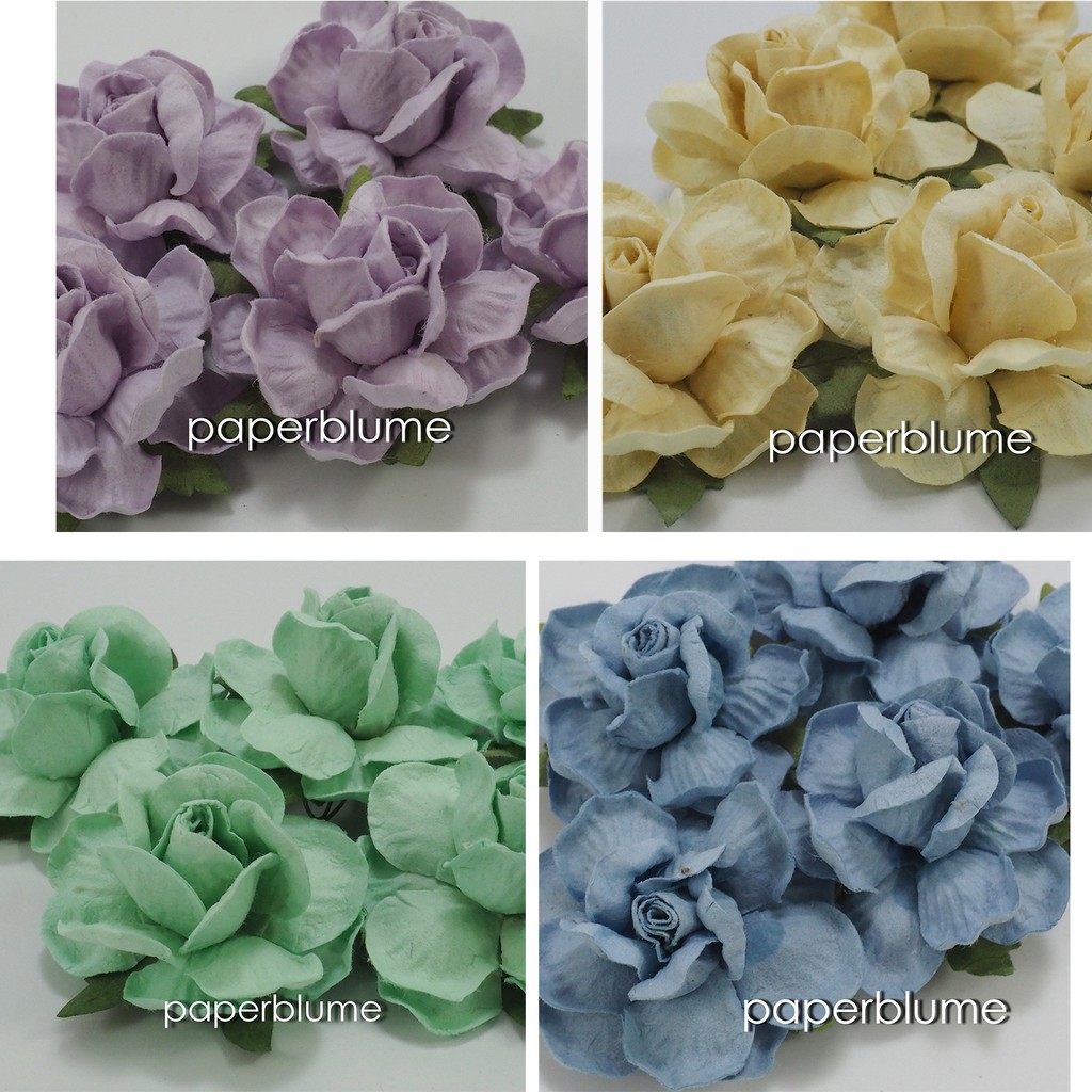 50mm/ 5 ซม /2 นิ้ว ดอกไม้กระดาษสา งานประดิษฐ์ งานแต่ง Mulberry Paper Flowers กุหลาบทะเลทราย ใหญ่ (40-4สีพาสเทลผสม ชุด2)