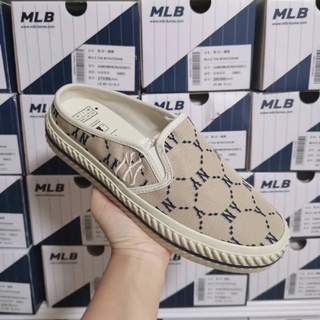 MLB mule dia monogram รองเท้าเปิดส้นสีเบจ