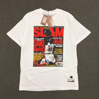 เสื้อยืดพิมพ์ลาย MITCHELL &amp;NESS SLAM SHAQ DADDY สีขาว