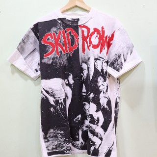 เสื้อวงSkid Row ลายโอเวอร์ปริ้น สไตล์วินเทจ สกรีนทั้งตัว ผ้านอก เสื้อOVP เสื้อโอเวอร์ไซส์ เสื้อวงดนตรีต่างประเทศ