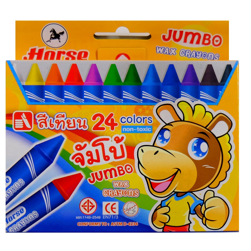 สีเทียน ขนาดจัมโบ้ 24 สี ตราม้า Wax Crayons Shopee Thailand
