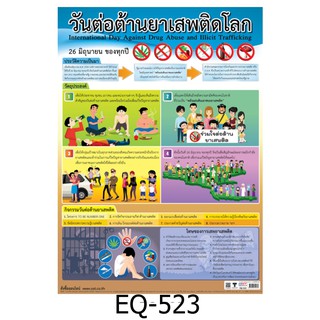 วันต่อต้านยาเสพติดโลก EQ- 523 สื่อโปสเตอร์ภาพ กระดาษ หุ้มพลาสติก