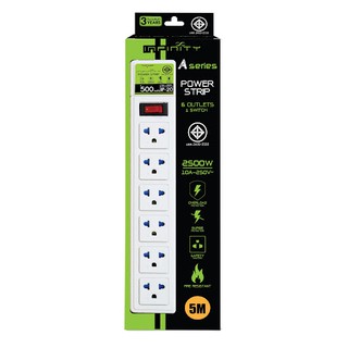 ปลั๊กไฟ ปลั๊กพ่วง รางปลั๊ก Infinity Power strip สายยาว 3 เมตร 5 เมตร มี USB มาตรฐาน มอก. รับประกัน 3ปี ออกใบกำกับภาษีได้