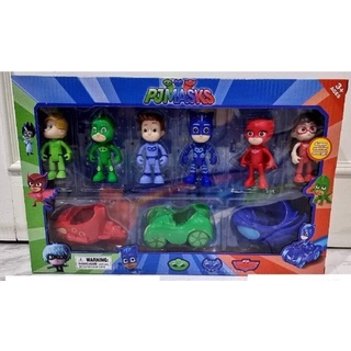 PJ MASKS SET6ตัว พร้อมรถ3คัน