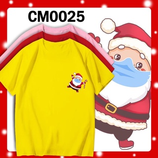 เสื้อยืดผ้าฝ้าย เสื้อยืดคริสต์มาส🌈LOCAL STOCK  MERRY CHRISTMAS XMAS CM0025 SANTA FACE MASK FESTIVAL TSHIRT OVERSIZE COT