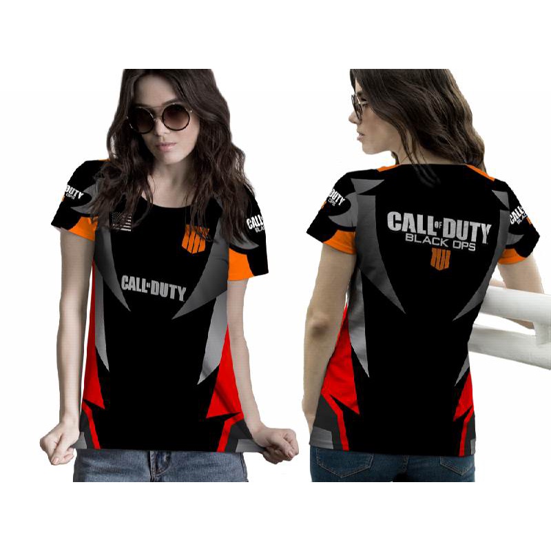 TiniShop - เสื้อยืดผู้หญิง Esports Gamers Jersey CALL OF DUTY BLACK OPS 4 พิมพ์เต็ม
