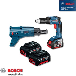 BOSCH GSR 18 V-EC TE + MA55 สว่านขันสกรู 18 มอเตอร์ พร้อมแบต+แท่นชาร์จ พร้อมชุดหัวต่อ MA55 สว่านไร้สาย สว่าน