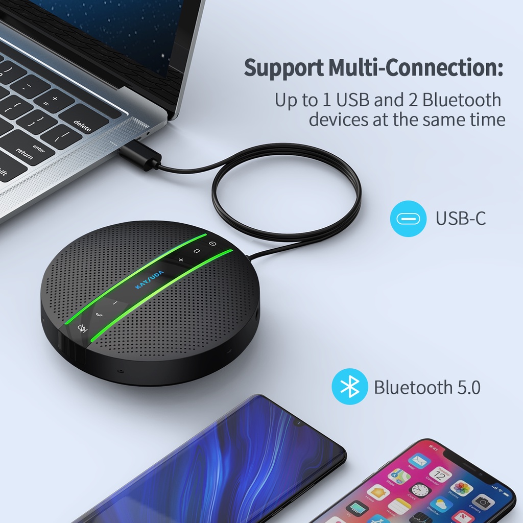 ลำโพงประชุม พร้อมไมค์ Kaysuda SP300 Bluetooth Speakerphone 360º Voice Pickup 6 Mic Video Conference