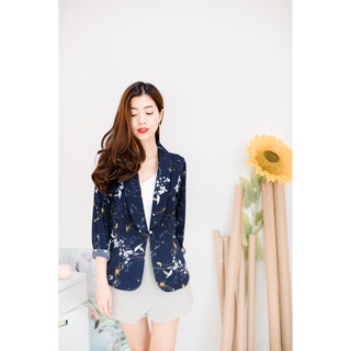 258017	Wowa Dark Blue Blazer Top สีกรม 470฿