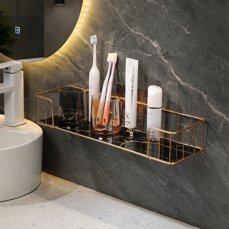 DT19-28 แท่นเก็บของติดผนังแผ่นกระจกลายหินอ่อน [6] N4-1