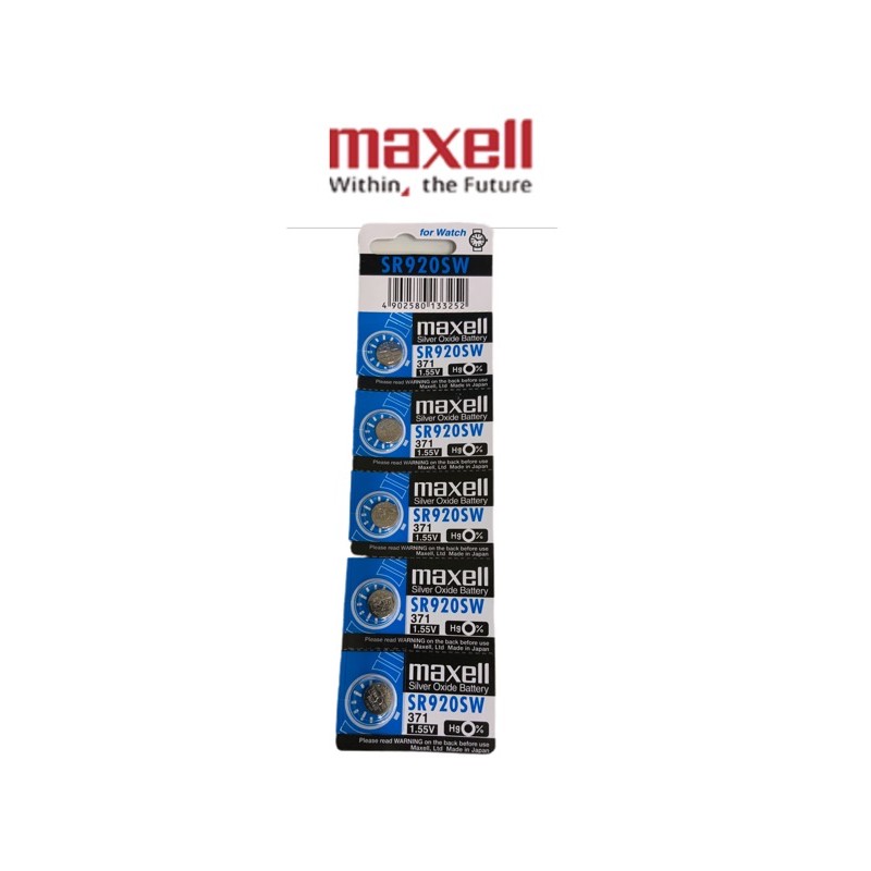 ถ่านนาฬิกา ถ่านกระดุม Maxell SR920SW (371) Silver Oxide Battery 1.55V (Made in JAPAN) ถ่านใหม่ ของเเ