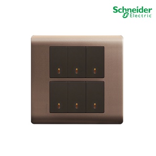 Schneider ชุดสวิตช์ทางเดียวขนาด 1ช่อง 6ตัว พร้อมฝาครอบขนาด 6ช่อง สีน้ำตาล (SET) รุ่น ZENcelo สั่งซื้อได้ที่ร้าน PlugOn