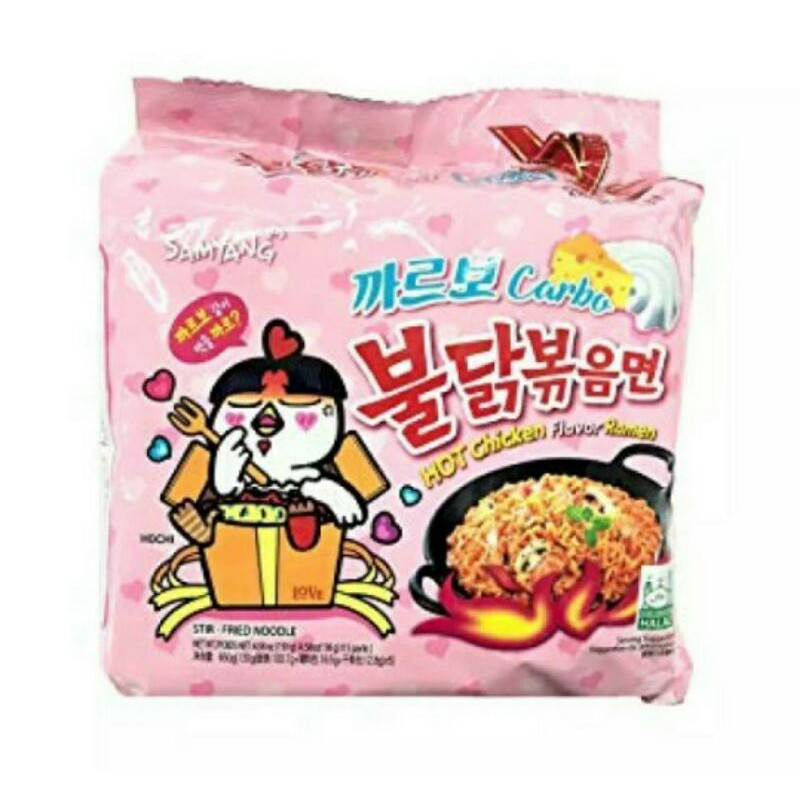 มาม่าเผ็ด (ห่อสีชมพู)...มาม่าเกาหลี รสคาโบนาร่า...Samyang Buldak Hot Chicken Carbonara Ramen...1 ห่อ