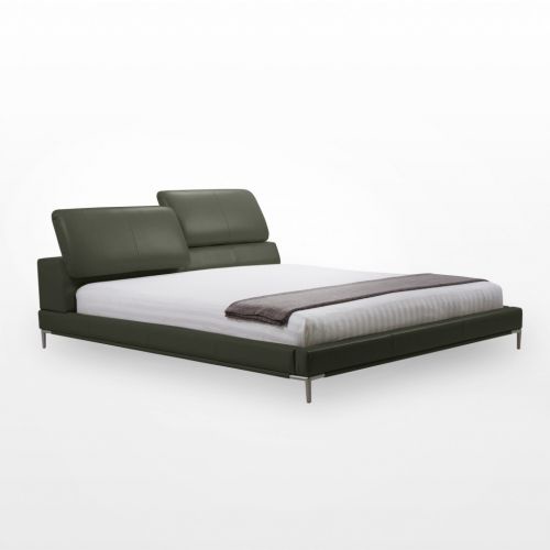 modernform เตียงนอน รุ่น COLIN ขนาด 6 ฟุต หุ้มหนังสีเขียว