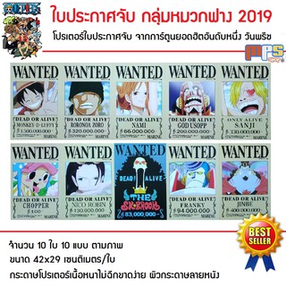 ใบประกาศจับ กลุ่มหมวกฟาง 2019 จากการ์ตูนยอดฮิตอันดับหนึ่งวันพรีช จำนวน10ใบ 10แบบ