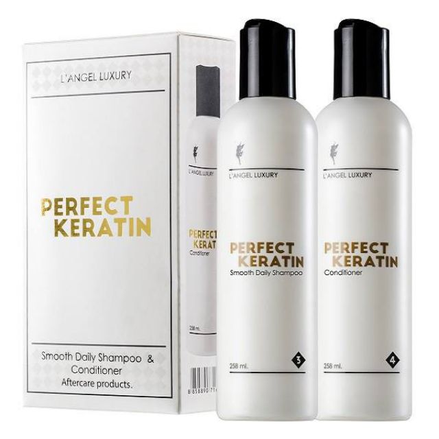 ชุดแชมพูเคราติน, ทรีนเม้นท์เคราติน L'ANGEL Perfect Keratin เพอร์เฟ็ค เคราติน 258ml. x2ขวด แอลแองเจล