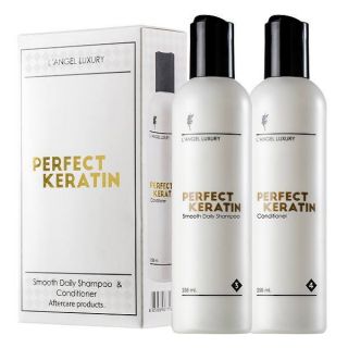 🐰LANGEL Perfect Keratin เพอร์เฟ็ค เคราติน 258ml. x2ขวด แอลแองเจล (แชมพูเคราติน, ทรีนเม้นท์เคราติน)