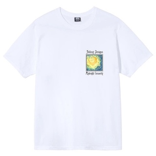 เสื้อยืดแขนสั้นผ้าฝ้ายพิมพ์ลาย Stussy Van Goghs Starry Sky ลําลองสําหรับผู้ชาย