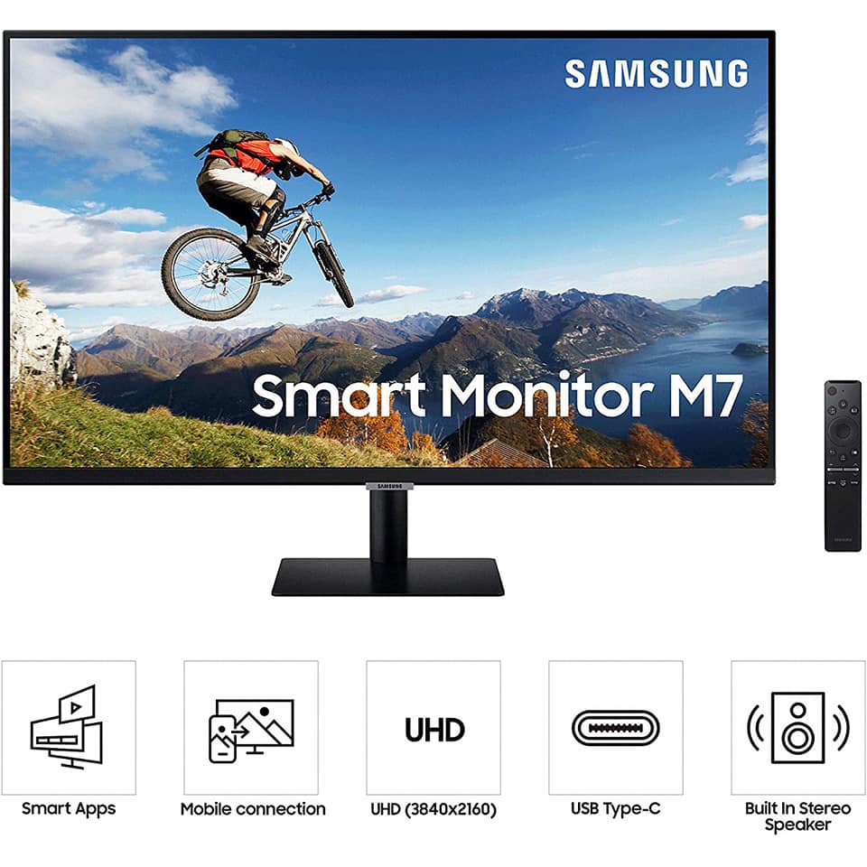 SAMSUNG M7 LS32BM700UEXXT Series 32" 4K UHD (3840x2160) Smart Monitor &amp; Streaming TV, Netflix, HBO, Apple Airplay, BT, Speaker