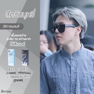 แพ็คคู่ A21 กับ A1 โทนสีเทามาแรง สีย้อมผมเบอริน่า ครีมเปลี่ย…