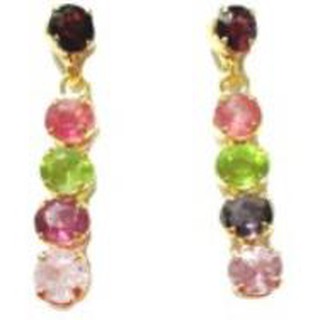 TANITTgems ต่างหูทองประดับพลอยแท้ TNER093 - Multicolor