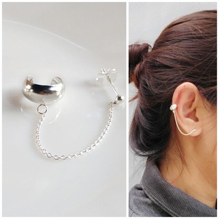 Silver-Aholic Ear cuff เงินแท้ สไตล์minimal แบบเกลี้ยงมีสาย