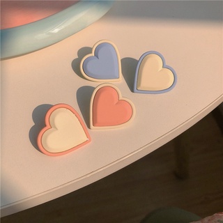 Blue + Pink Peach Heart Earrings ~ Harajuku Hit Color Cream Earrings Sweet Girly Fashion New Spring Cute Earrings Earrings