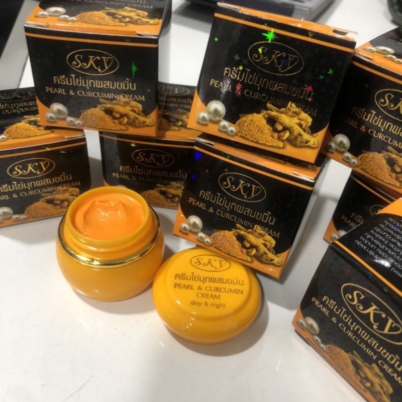 ครีมไข่มุกผสมขมิ้น สกาย ของแท้ Pearl & Curcumin Cream SKY