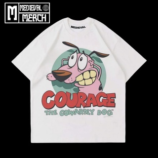 [COD]เสื้อยืดfashionเสื้อยืด พิมพ์ลายโลโก้ The COWARDLY DOG COURAGE SCARE FACE VINTAGE OVERSIZE WHITE TEE สําหรับผู้หญิง