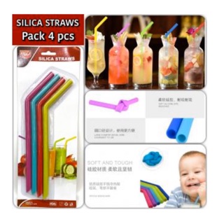 Silica straws Pack 1 แพค (1แพคบรรจุ4ชิ้น)