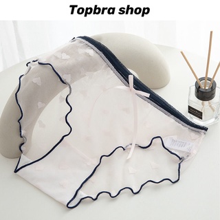 Topbra_shop ชุดชั้นในสตรีลูกไม้ตาข่ายโปร่งใสกางเกงชั้นในระบายอากาศต้านเชื้อแบคทีเรีย CDA76